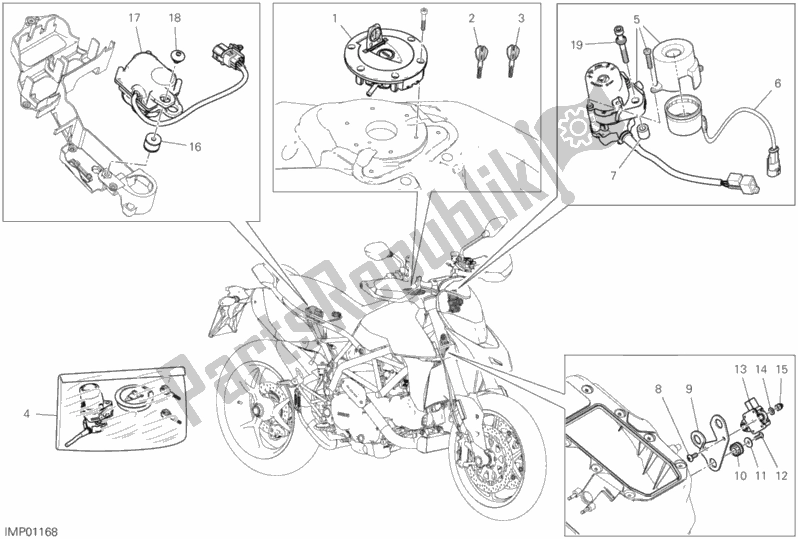 Todas as partes de 12d - Dispositivos Elétricos do Ducati Hypermotard 950 2020